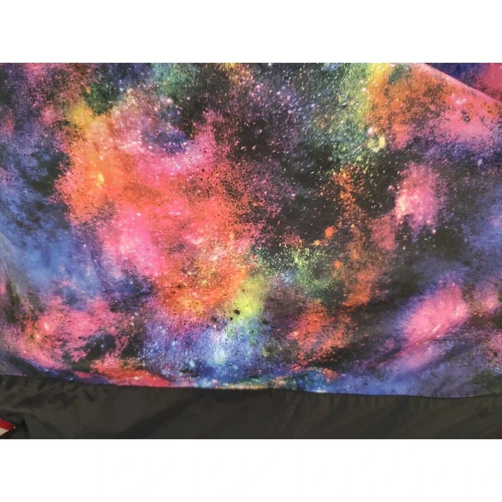 Lands' End Jacket Galaxy Print & Black Fleece Lined 1/4 Zip Hood Girls XL 14-16